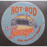 Plaque hot rod de 1932 classic garage tole publicitaire ronde 30cm