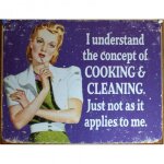Plaque humour cooking and cleaning tole pin up style r�tro