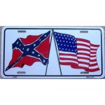 Plaque d immatriculation drapeaux rebel et usa fond blanc