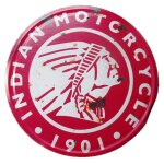 Plaque indian motorcycle 1901 rouge ronde 30cm tole aspect rouill�