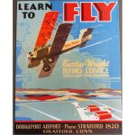 Plaque learn to fly avion aviation pilotage 41x32 cm tole publicitaire Plaque learn to fly avion aviation pilotage 41x32 cm tole publicitaire