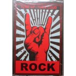 Plaque main rock & roll rouge turn up turn loud 30x20cm deco musique