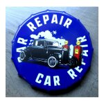Plaque metal capsule car repair hot rod pompe essence 21cm deco tole