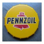 Plaque metal capsule pennzoil jaune cloche rouge huile 21cm deco garage tole