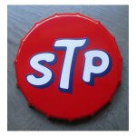 Plaque metal capsule stp rouge huile 21cm deco garage tole
