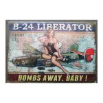 Plaque metal pin up style 50's avion b24 liberator , bombs away 30x20cm deco garage loft diner