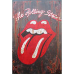 Plaque m�tal vintage  the rolling stones  - logo langue iconique