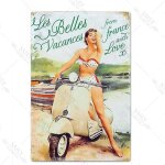 Plaque mtallique dcorative vintage, scooter, dcor mural pour garage, chambre a coucher, pub, bar, ...