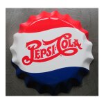 Plaque pepsi cola capsule 29 cm tole rouge bleu 3d bombée deco bar usa Plaque pepsi cola capsule 29 cm tole rouge bleu 3d bombée deco bar usa