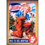 Plaque pespi cola big 12 oz avec pin up blonde au jardin usa