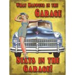 Plaque pin up garage voiture bleu 70x50cm tole deco garage us diner loft
