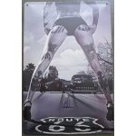 Plaque pin up et hot rod entre les jambes tatou�es 30x20cm tole