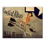 Plaque pinup cowgirl blues assise sur une bombe de bombardier tole metal