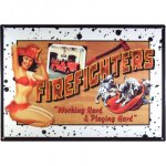 Plaque pompier pin up et chien dalmatien firefighters usa