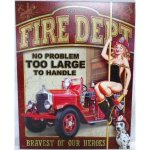 Plaque pompier pin up fire dept tole publicitaire usa 40cm