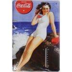 Plaque thermometre coca cola baigneuse debout tole 30cm
