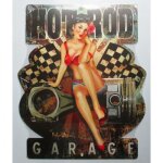 Plaque tole epaisse pin up et piston hot rod garage usa deco