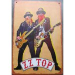 Plaque zz top sur fond jaune 30x20cm tole aspect vieillit deco musique