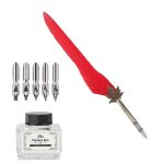 Plume d'alliage de plume rtro europenne ecriture avec plumes de stylo coffret cadeau pour amis rouge ...