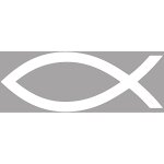 Poisson chr�tien blanc - 5x2cm - sticker / autocollant