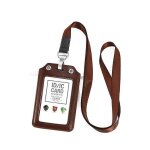 Porte - carte de badge en cuir dunit centrale de mode avec lanire pour les travaux scolaires de bureaux ...