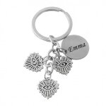 Porte - cls 3 pendentifs oeil dans un coeur argent gravure personnalise sur mdaille