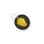 Porte cles clé clefs rond imprime double face casque de chantier Porte cles clé clefs rond imprime double face casque de chantier