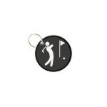 Porte cles cl� clefs rond imprime double face golf club golfeur ref3