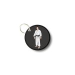 Porte cles cl clefs rond imprime double face karate kimono