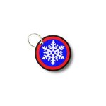 Porte cles cl� clefs rond imprime double face panneau neige flocon ski