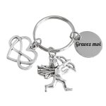 Porte - cls cupidon ange avec des ailes et sa flche d'amour coeur a l'infini argent gravure personnalise ...