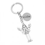 Porte - cls fille ange avec des ailes argent gravure personnalise sur mdaille