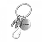 Porte - cls pcheur hameon poissons gravure personnalise sur mdaille