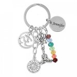 Porte - cls posture de yoga soleil 7 chakras ohm fleur de lotus gravure personnalise sur mdaille