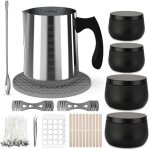 Pot de cire en acier inoxydable 304 avec boîtes a bougies, kit de fabrication de bougies diy Pot de cire en acier inoxydable 304 avec boîtes a bougies, kit de fabrication de bougies diy