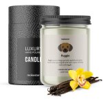 Puggle candle - 220 g de cire de soja avec vanille de madagascar, jasmin et amande sucre - cadeau puggle ...