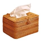 Rectangle paper rack rattan tissue box elegant home decoration handmade desktop tissue container na
