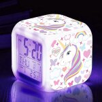 Rveils de filles, veilleuse licorne rveils pour enfants avec motif de licorne a 4 cts et 9 sortes ...