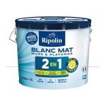 Ripolin mur et plafond bi couche 2en1 acryl blanc mat 10 l
