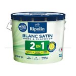Ripolin peinture blanche pour murs et plafonds avec sous - couche int�gr� - blanc satin - 10 l