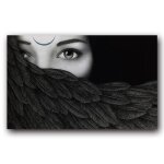 Robe en plumes noires pour filles, affiche murale abstraite, peinture sur toile imprimée, décoration ... Robe en plumes noires pour filles, affiche murale abstraite, peinture sur toile imprimée, décoration ...
