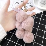 Rose1 - cls pompon en fausse fourrure de lapin pour femmes, boule de fruits, pendentif pour sac de femme, ...