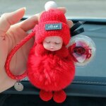 Rouge1 - cls de voiture pour bbs, cls en peluche, fleur, accessoire de voiture mignon, sac cadeau ...