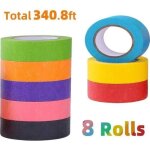 Ruban adhsif dcoratif couleur, 8 rouleaux masking tape washi papier scotch masquage arc en ciel ruban ...