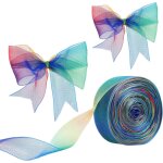 Ruban arc - en - ciel en mousseline de soie pour emballage cadeau, dcoration de fte de mariage (45, ...
