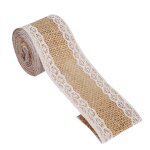 Ruban de jute naturelle en jute avec dentelle blanche style rustique f�te de mariage artisanat d�coration ...
