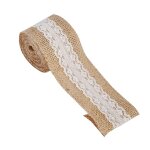 Ruban de jute naturelle en toile de jute avec dentelle blanche style rustique fête de mariage artisanat ... Ruban de jute naturelle en toile de jute avec dentelle blanche style rustique fête de mariage artisanat ...