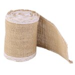 Ruban de toile de jute en dentelle blanche, 3m x 10cm, d�coration de mariage (marron)