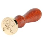 Sceau de cire en forme de c?ur, sceau artisanal rtro, manche en bois, en cuivre, pour dcoration d'enveloppe, ...