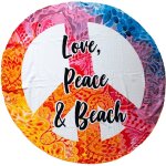 Serviette de plage en microfibre, love, peace & beach